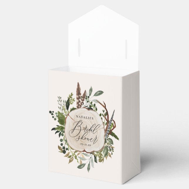 Rustic farmhouse barn botanical bridal shower favour box (Opened)