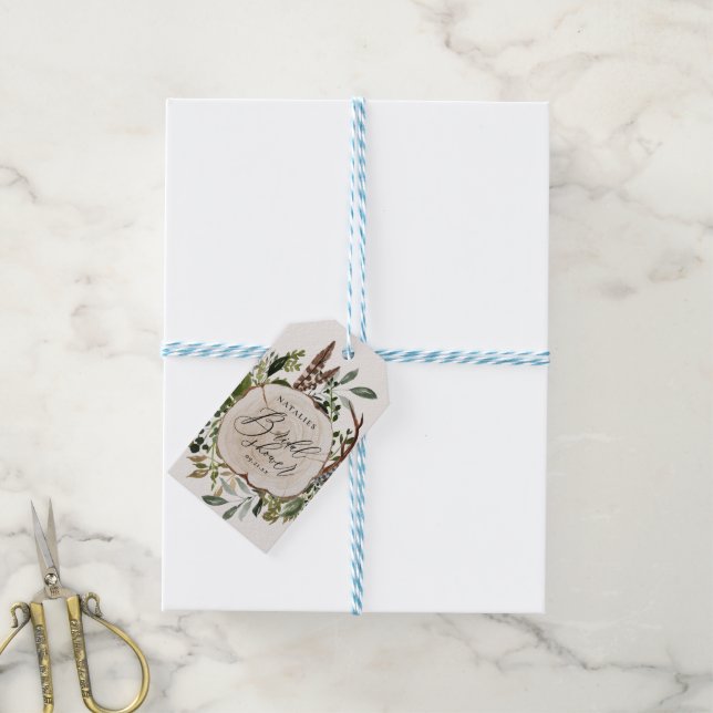 Rustic farmhouse barn botanical bridal shower gift tags (With Twine)