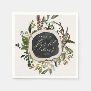 Rustic farmhouse barn botanical bridal shower napkin