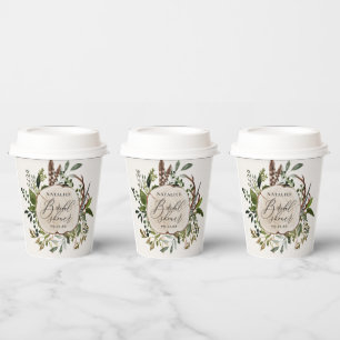 Rustic farmhouse barn botanical bridal shower  paper cups