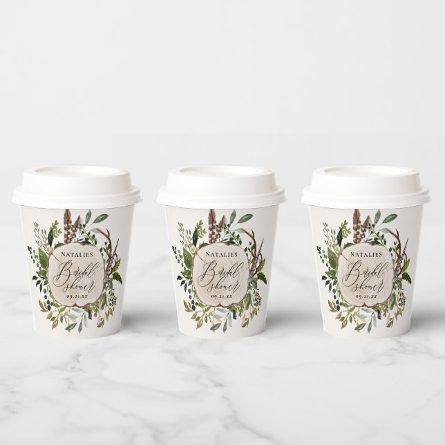 Rustic farmhouse barn botanical bridal shower  paper cups (Multi)