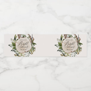 Rustic farmhouse barn botanical bridal shower water bottle label