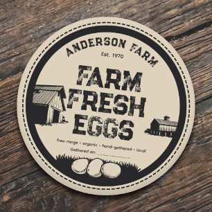 Rustic Farmhouse Barn Fresh Eggs Label Sticker