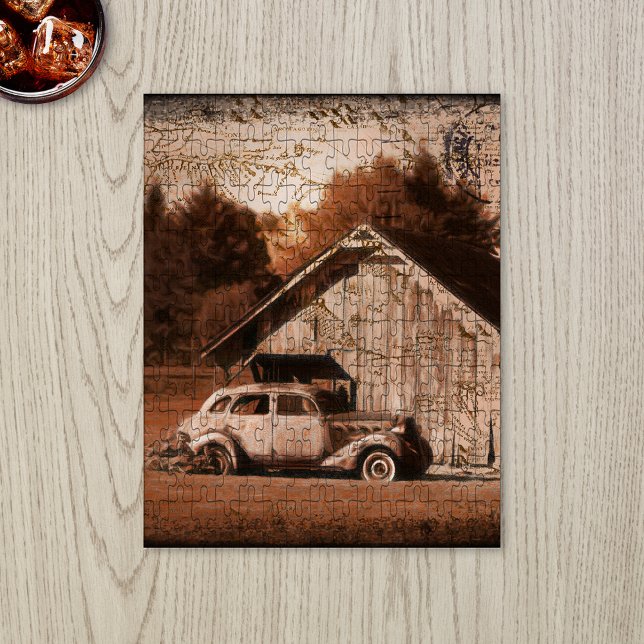 Rustic Farmhouse Barn Vintage Car Jigsaw Puzzle (Creator Uploaded)