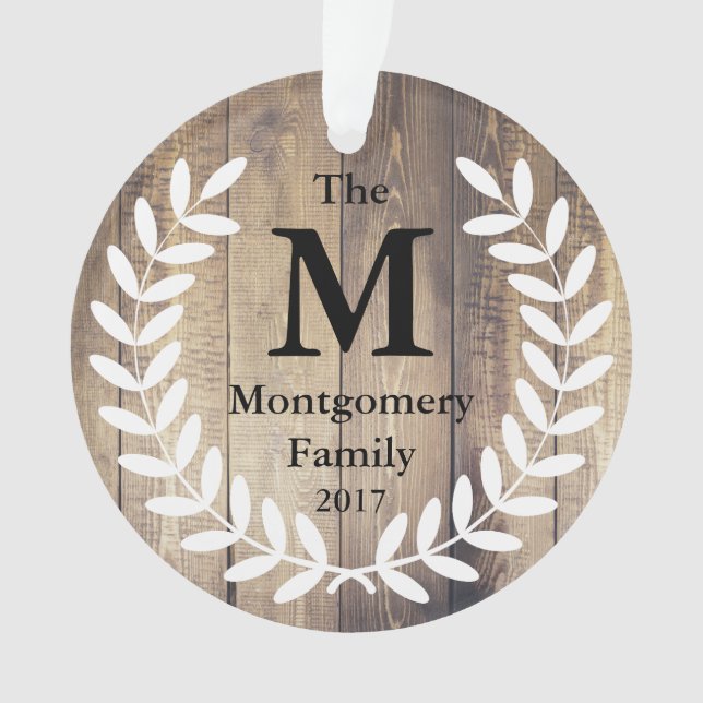 Rustic Farmhouse Barn Wood Family Photo Ornament (Front)