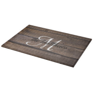 Rustic Farmhouse Barn Wood Monogram Name Custom Cutting Board