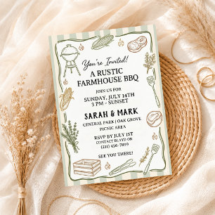 Rustic Farmhouse BBQ Backyard Cookout Country Invitation
