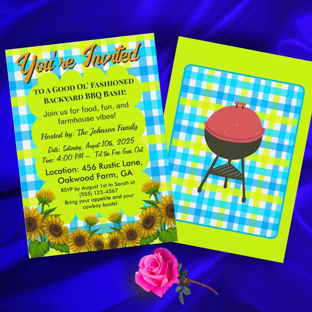 Rustic Farmhouse BBQ Card – Sunflower Cookout (Creator Uploaded)