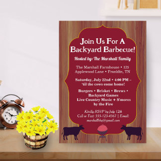 Rustic Farmhouse BBQ Party Invite Summer Party