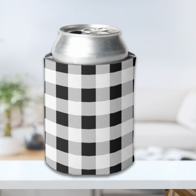 rustic farmhouse black white buffalo plaid party can cooler (rustic farmhouse black white buffalo plaid party can cooler)