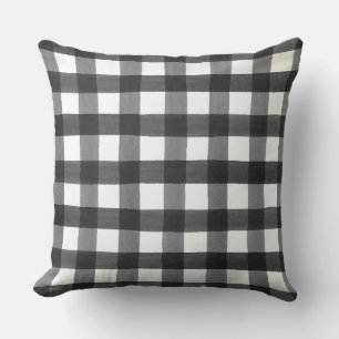 Rustic Farmhouse Black White Check Cushion