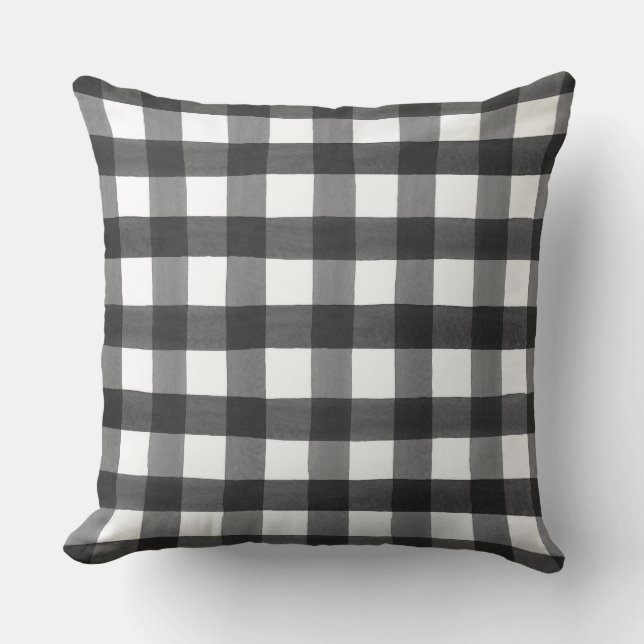 Rustic Farmhouse Black White Check Cushion (Front)