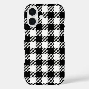 Rustic Farmhouse Black & White Checkered iPhone 16 Case