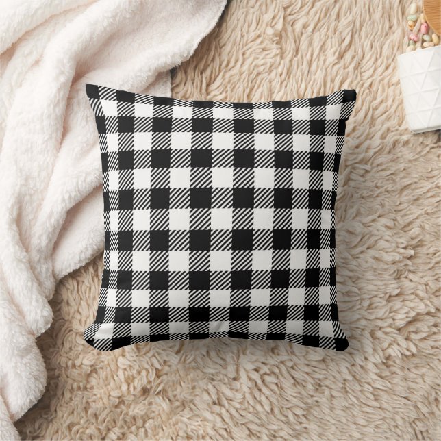 Rustic Farmhouse Black & White Checkered Cushion (Blanket)