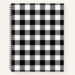 Rustic Farmhouse Black & White Checkered Notebook