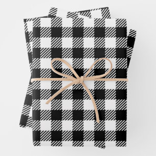Rustic Farmhouse Black & White Checkered Wrapping Paper Sheet