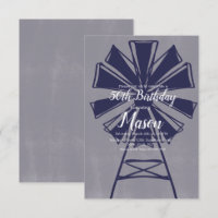 Rustic Farmhouse Blue Windmill 50th Birthday