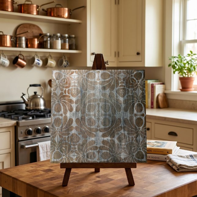  Rustic Farmhouse Brown Floral Woodgrain Pattern Tile (Creator Uploaded)