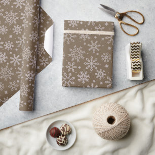 Rustic Farmhouse Brown Snowflake Wrapping Paper