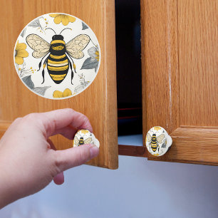 Rustic Farmhouse Bumble Bee Ceramic Knob