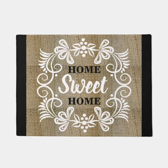 Rustic Farmhouse Burlap Home Sweet Home Doormat (Front)
