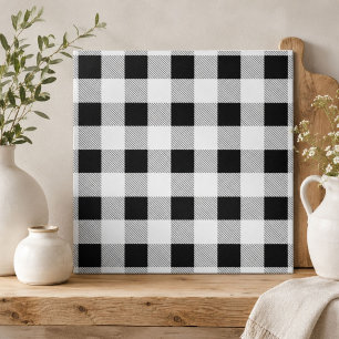 rustic farmhouse chic black and white plaid tile