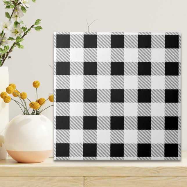 rustic farmhouse chic black and white plaid tile (rustic farmhouse chic black and white plaid ceramic tile)