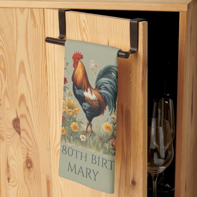 Rustic Farmhouse Chicken | Custm Name Kitchen Tea  Towel (Thirds Fold)