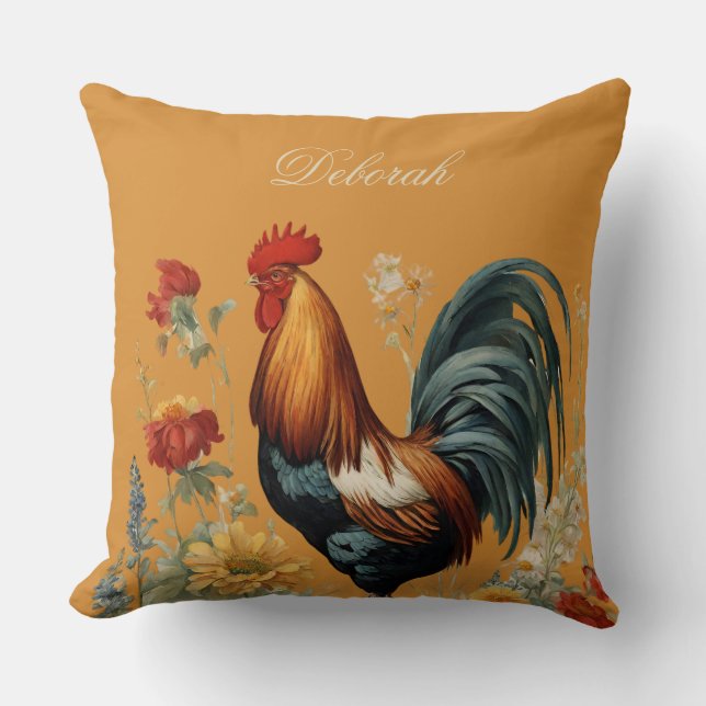 Rustic Farmhouse Chicken | Custom Name  Cushion (Front)