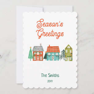 Rustic Farmhouse Christmas Houses Holiday Card