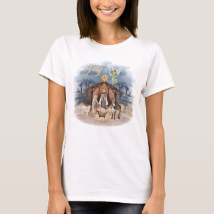 Rustic Farmhouse Christmas Joy Nativity T-Shirt