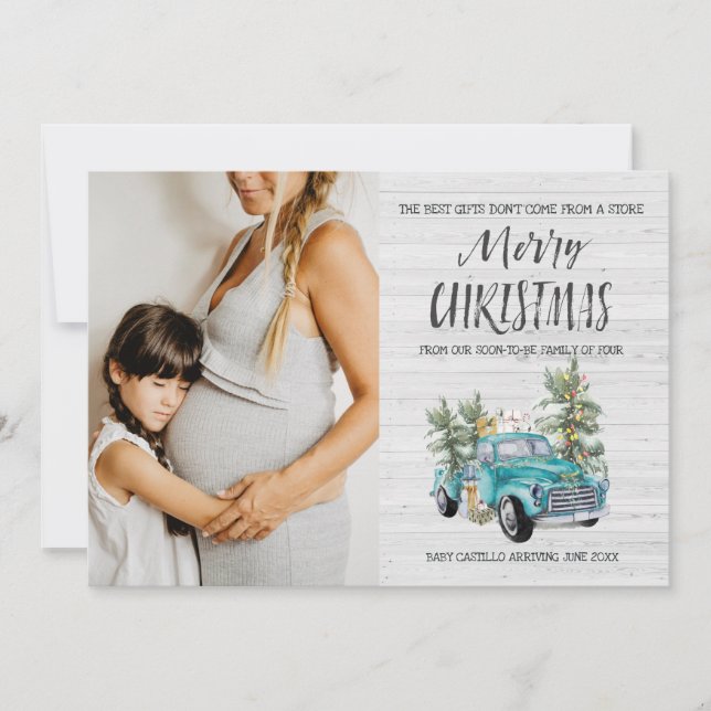 Rustic Farmhouse Christmas Pregnancy Announcement (Front)
