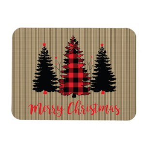 Rustic Farmhouse Christmas Tree Trio Magnet
