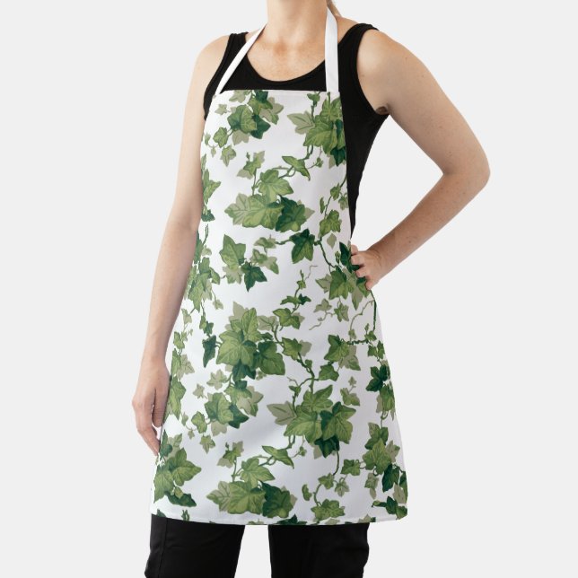 Rustic Farmhouse Climbing Ivy on White Background Apron (Insitu)