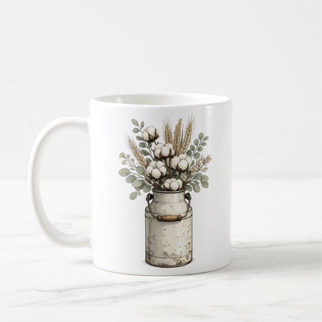 Rustic Farmhouse Cotton & Eucalyptus Mug | Vintage (Left)
