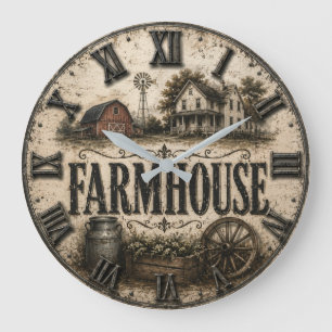 Rustic Farmhouse Country Barn Vintage Farmhouse Large Clock
