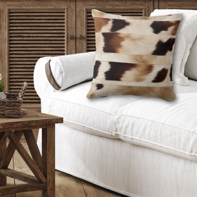 Rustic Farmhouse Cow Print Cowboy Western Country  Cushion (Creator Uploaded)