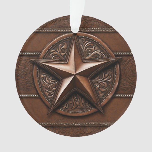 Rustic Farmhouse Cowboy Western Country Star Photo Ornament (Front)
