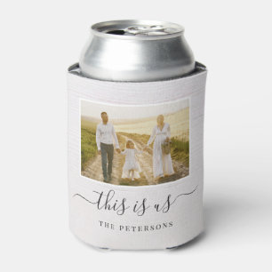 Rustic Farmhouse Custom Caption Photo Can Cooler