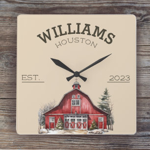 Rustic Farmhouse Custom Square Wall Clock