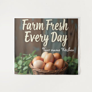 Rustic Farmhouse Eggs Wall Art Print Tapestry