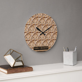 Rustic Farmhouse Elegant Old-Fashion Family Name Large Clock