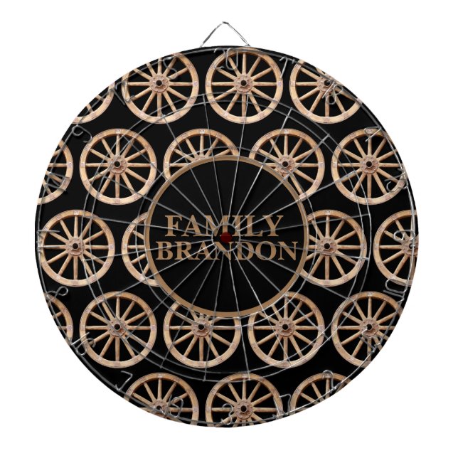 Rustic Farmhouse Elegant Old-Fashion Wooden Wheel  Dartboard (Front)