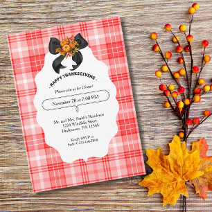 Rustic Farmhouse Fall Thanksgiving Party Plaid Invitation
