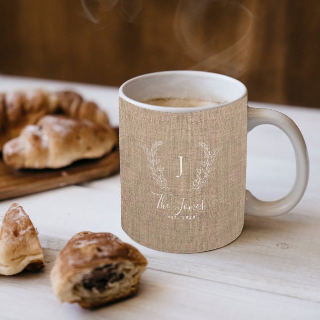 Rustic farmhouse family monogram personalised coffee mug (Creator Uploaded)