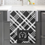 Rustic Farmhouse Family Name Monogram Wreath Tea Towel<br><div class="desc">Rustic Farmhouse Family Name Monogram Wreath kitchen towel</div>