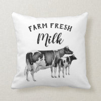 Rustic Farmhouse Farm Fresh Milk Cow Calf | White