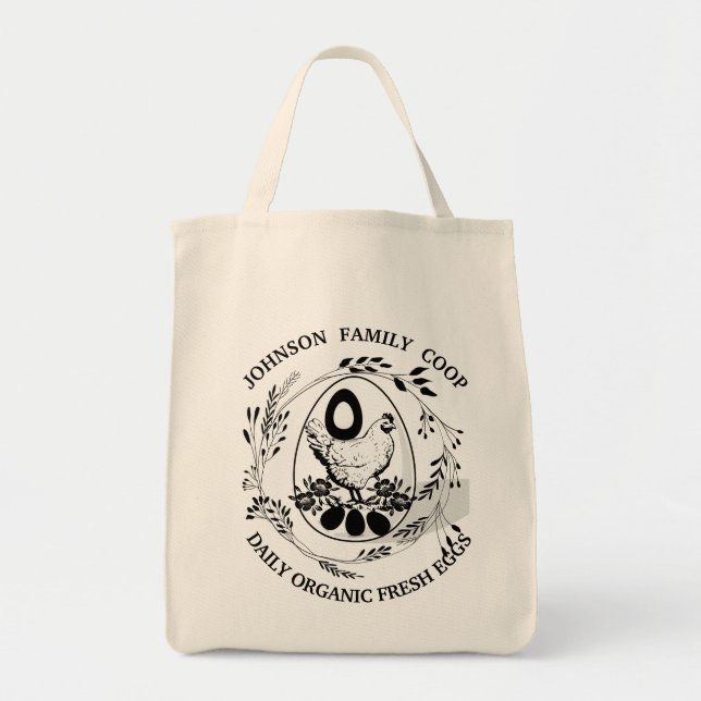 Rustic Farmhouse Farmer's Market Custom Chic Hen  Tote Bag (Front)