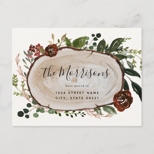 Rustic Farmhouse Floral Change of Address Postcard (Front)