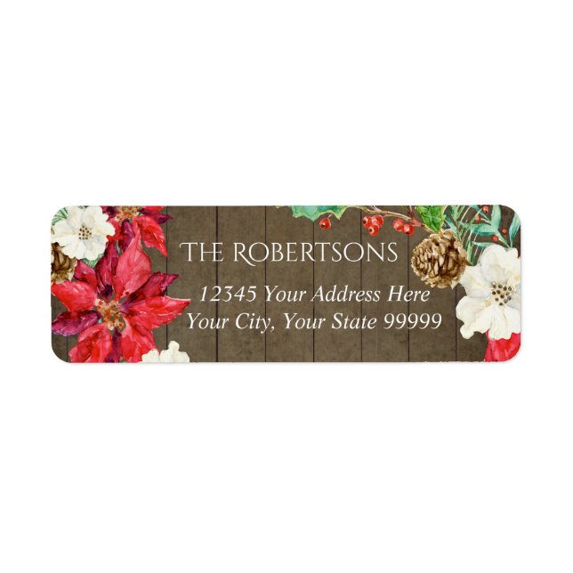 Rustic Farmhouse Floral Christmas | Return Address (Front)